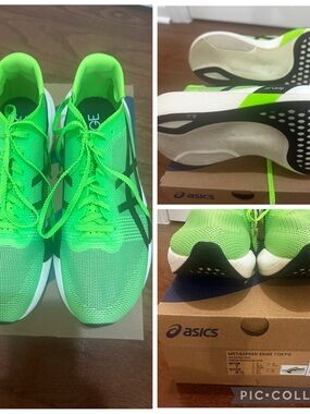 Asics Neon Green and Black Metaspeed Edge Running Shoes